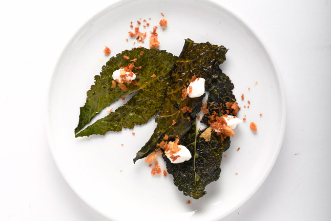 Kale Chips with Rye Breadcrumbs